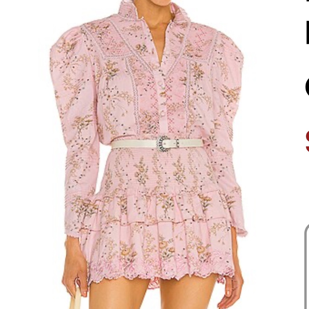 LoveShackFancy Floral Pink Ruffle Top